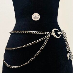 Multi-Layered Moon shaped metal chain waist chain belt, hip-hop punk sun & moon